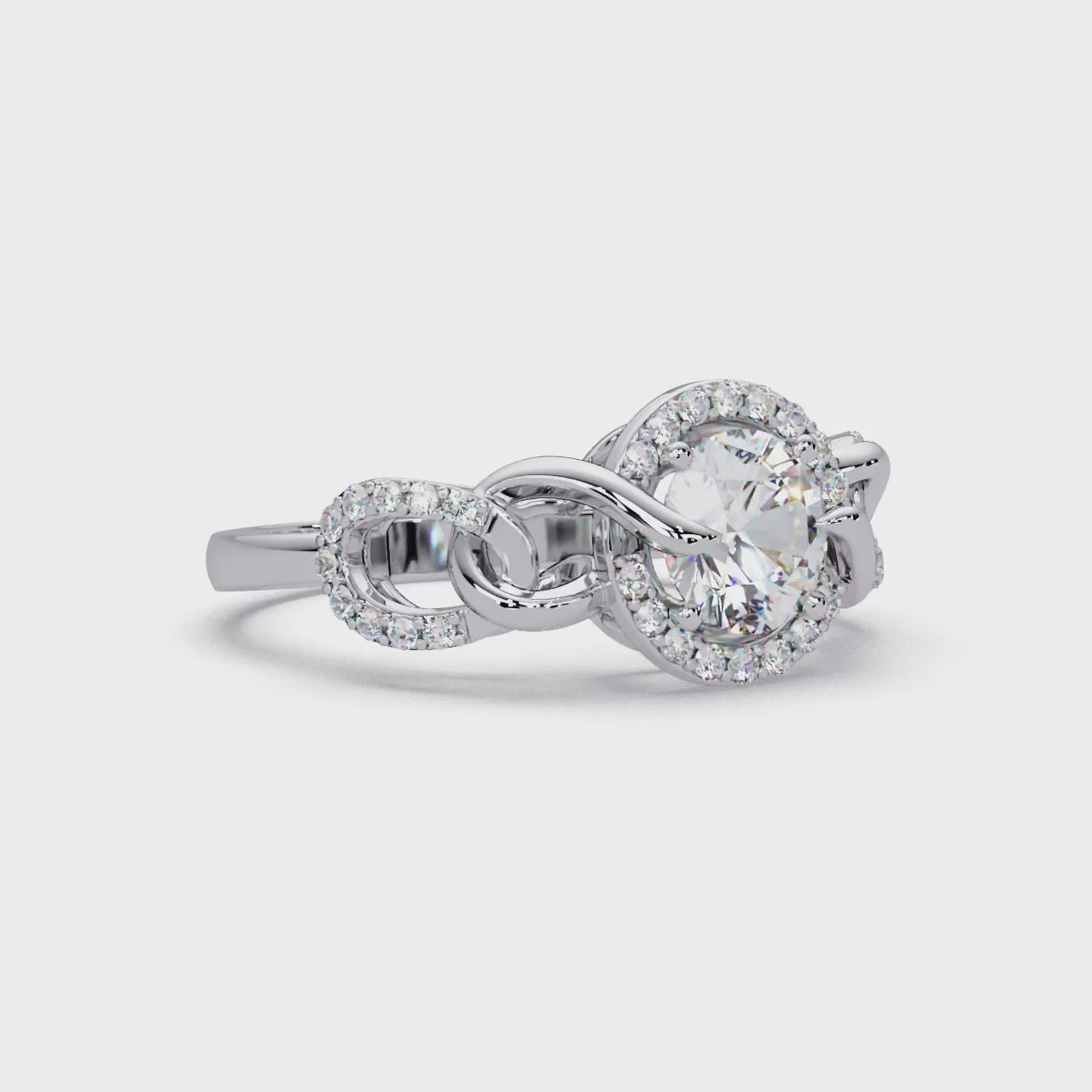 1.25 CT Lab Grown Diamond Halo Ring with Twisted Chain Design
