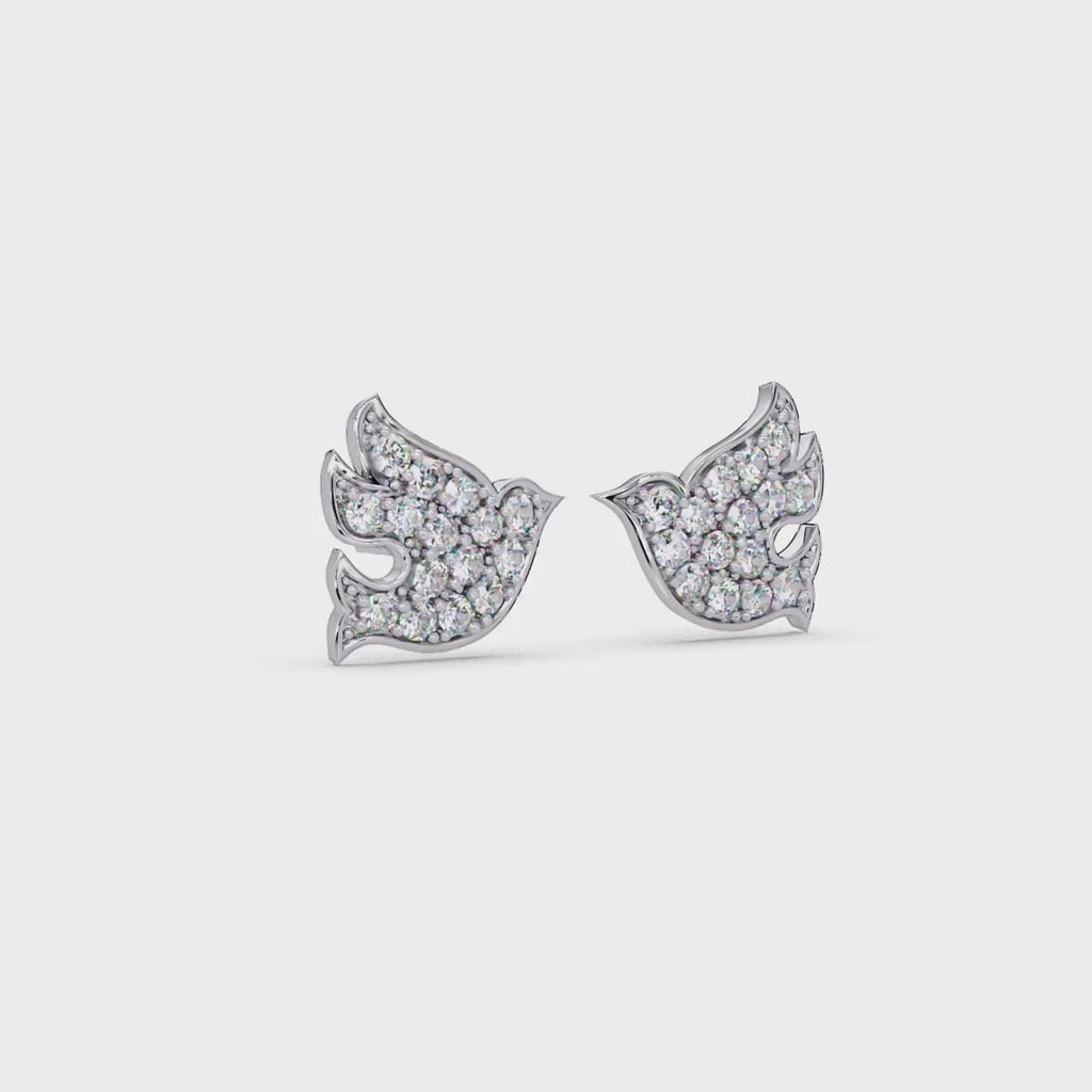 0.75 Carat Lab Grown Diamond Bird Design Earrings