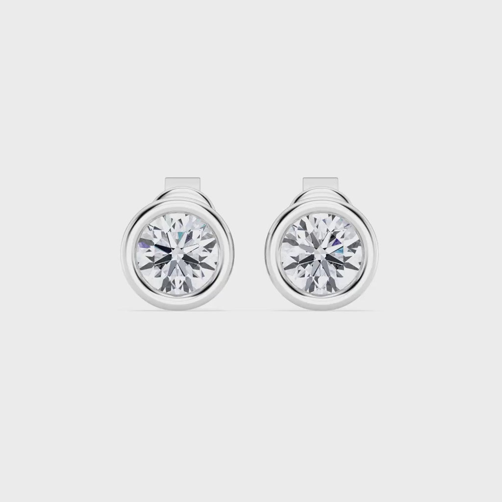 IGI 1.00ct Lab Grown Diamond Bezel Set Stud Earring