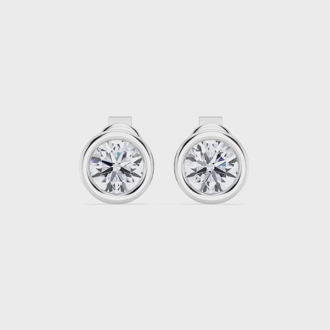 IGI 1.00ct Lab Grown Diamond Bezel Set Stud Earring