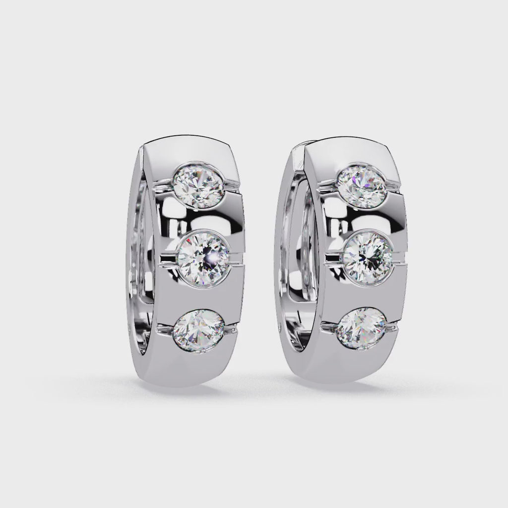 1 Carat Lab Grown Diamond Channel Set Hoop Earrings