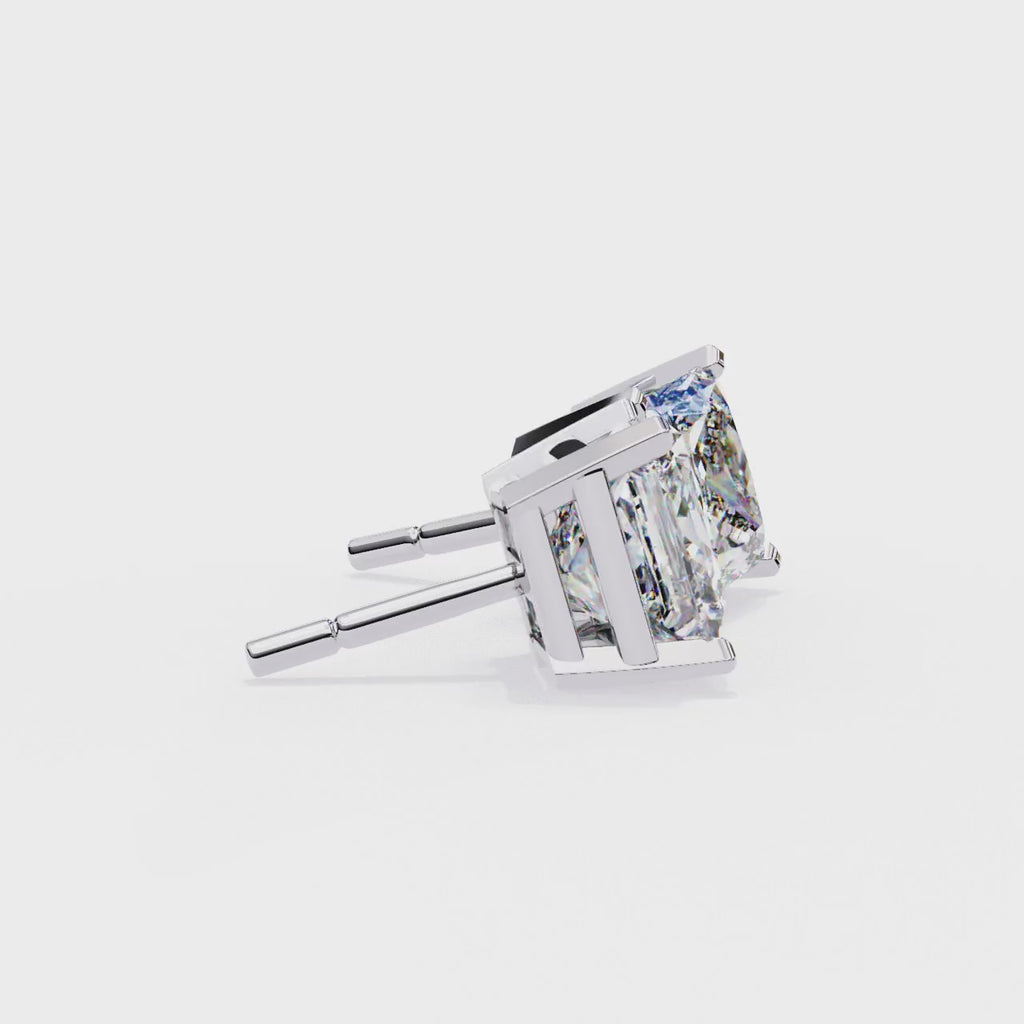 IGI 3.00ct Lab Grown Princess Cut Diamond Stud Earrings