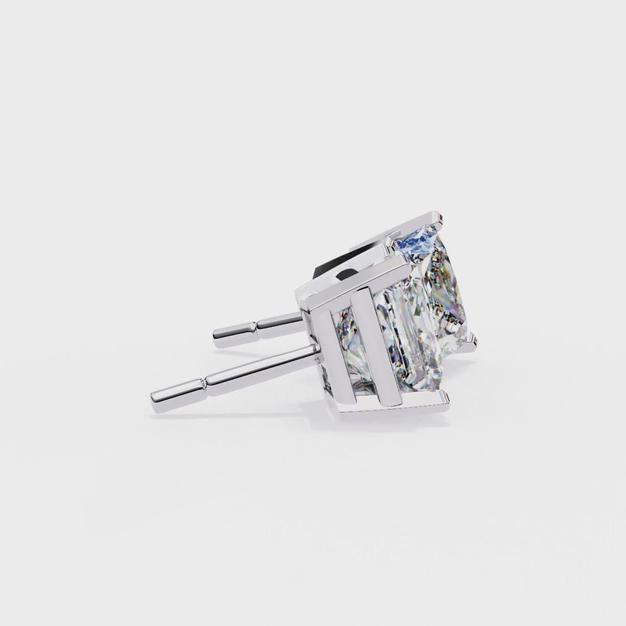 IGI 3.00ct Lab Grown Princess Cut Diamond Stud Earrings