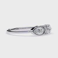 Pear & Baguette Three-Stone Lab Grown Diamond Ring