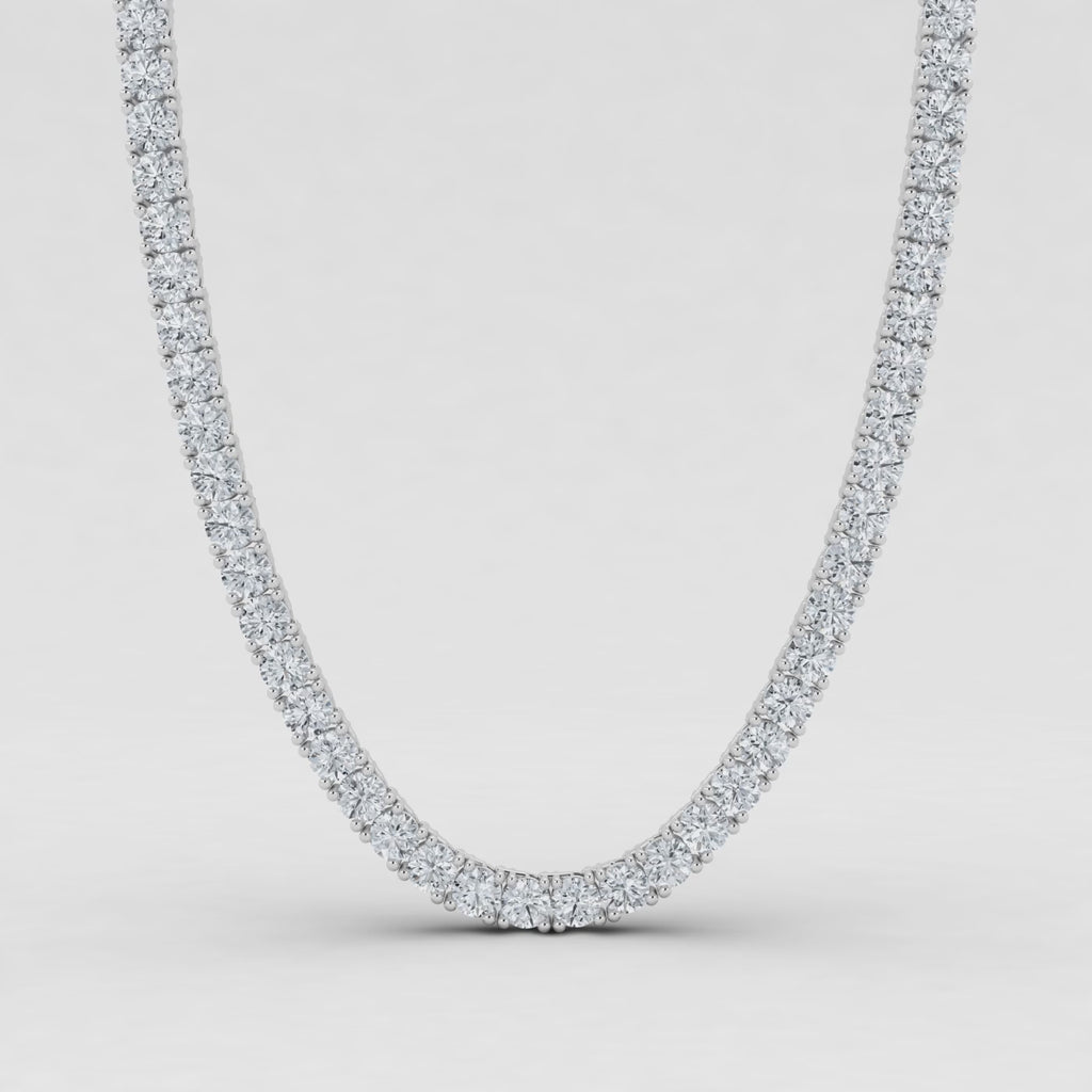 IGI Round Lab Grown Diamond Tennis Necklace (5-10 Carat) 18 Inches
