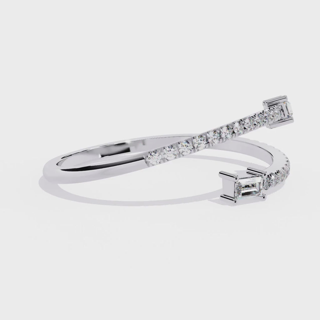 Open Baguette & Round Lab Grown Diamond Ring