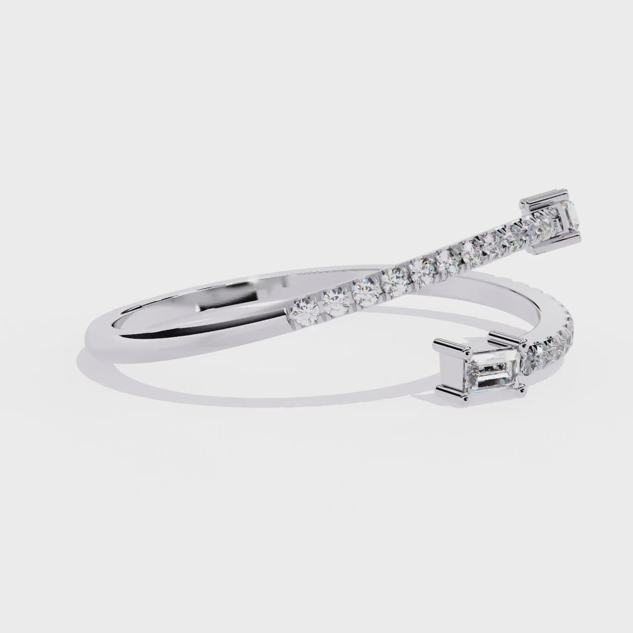 Open Baguette & Round Lab Grown Diamond Ring