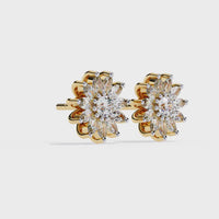 Pendientes de diamantes cultivados en laboratorio con forma de marquesa floral