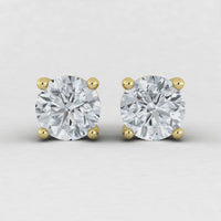 Lab Grown Diamond Solitaire Stud Earrings Push Back in 925 Silver (1.00CT-2.00CT)
