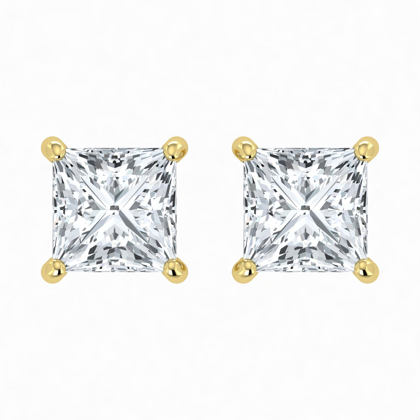 IGI Lab Grown Diamond Princess Solitaire Earrings (0.50ct-2.50ct)
