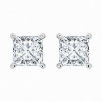 Pendientes de diamante solitario princesa cultivado en laboratorio (0,50 ct-2,50 ct)