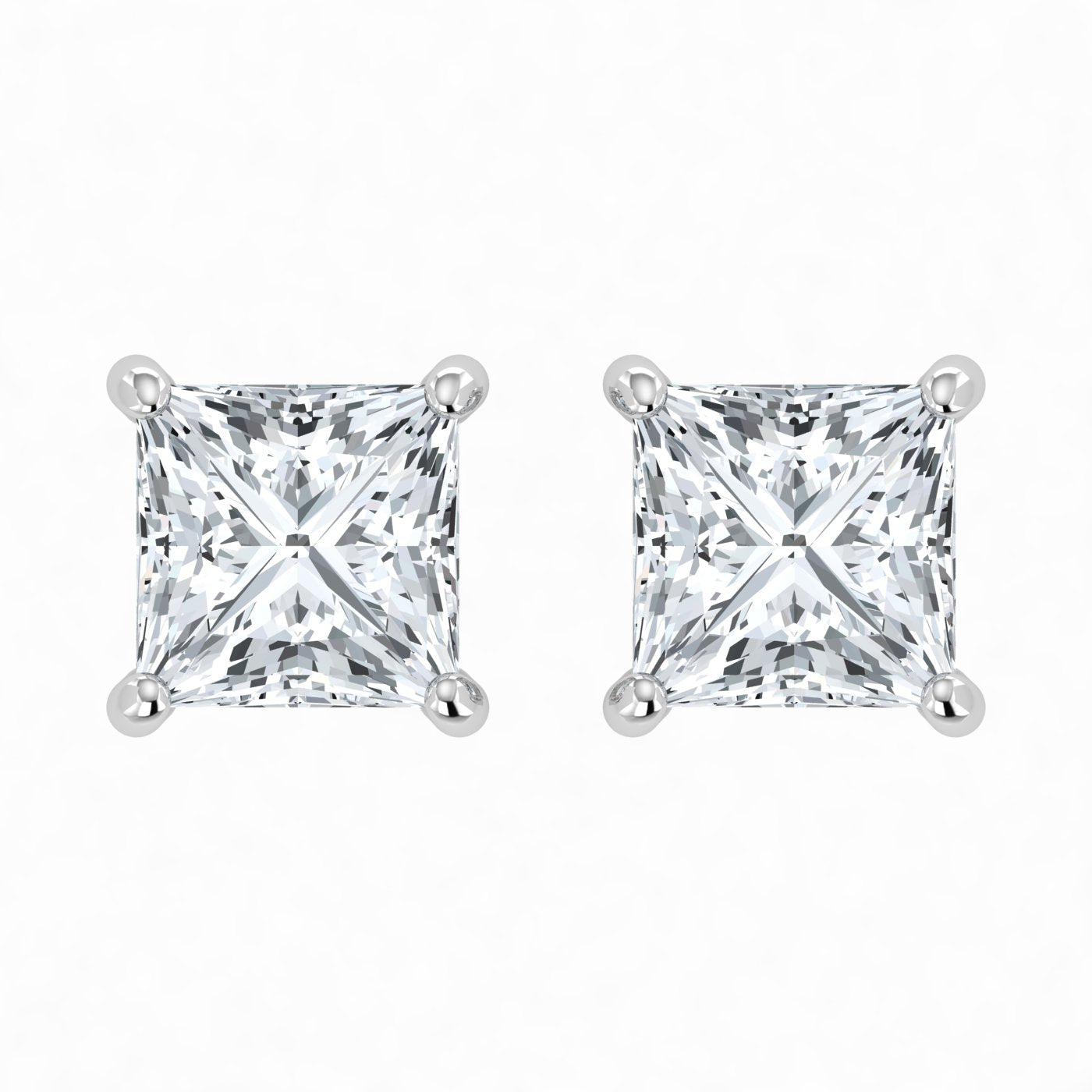 IGI Lab Grown VS EF Diamond Princess Solitaire Earrings 1.5ct Screwback