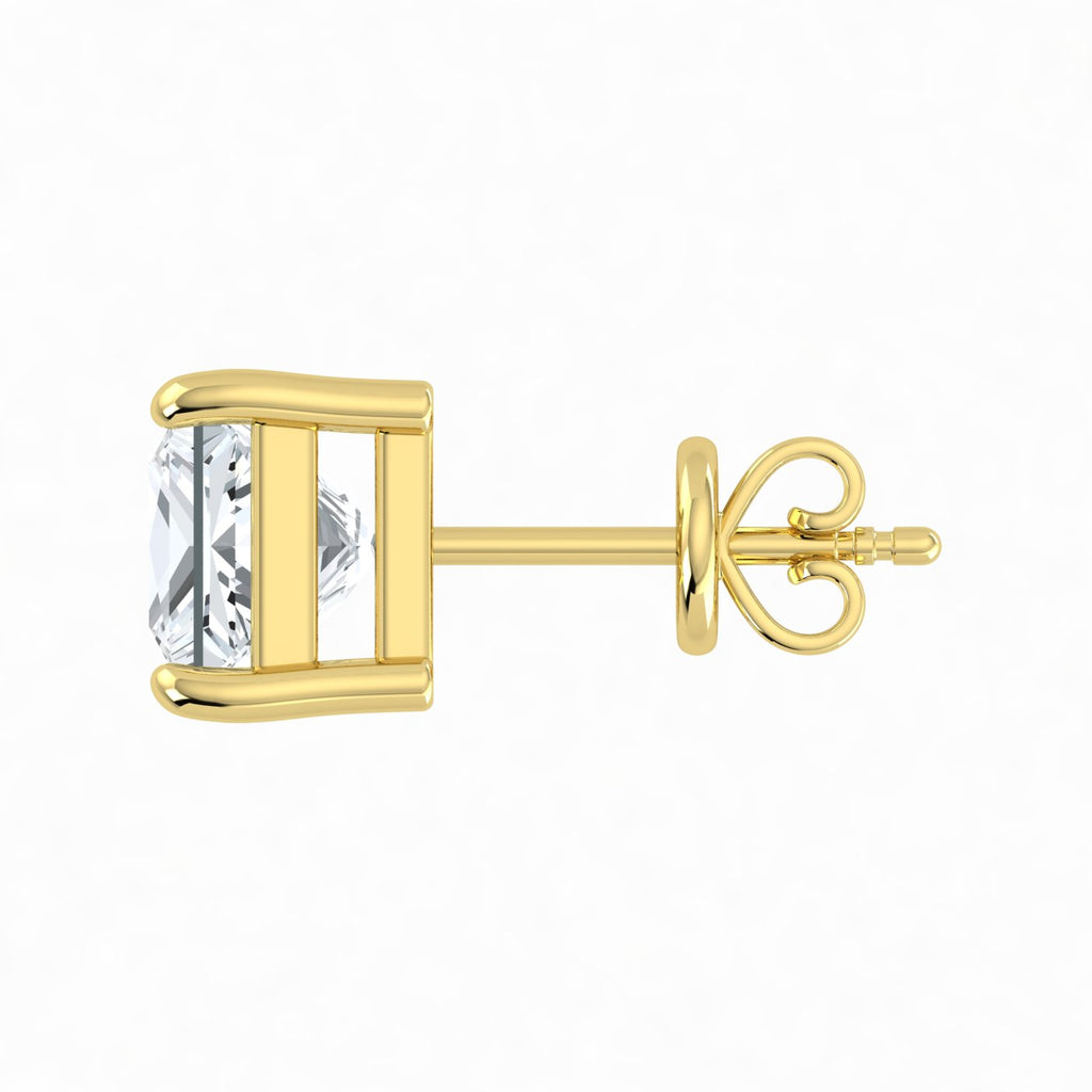Pendientes de diamante solitario princesa cultivado en laboratorio (0,50 ct-2,50 ct)
