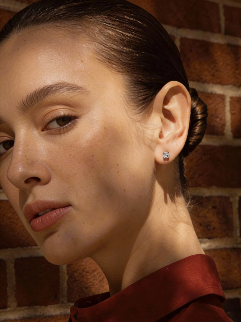 Lab Grown Round Cut Diamond Studs Earrings