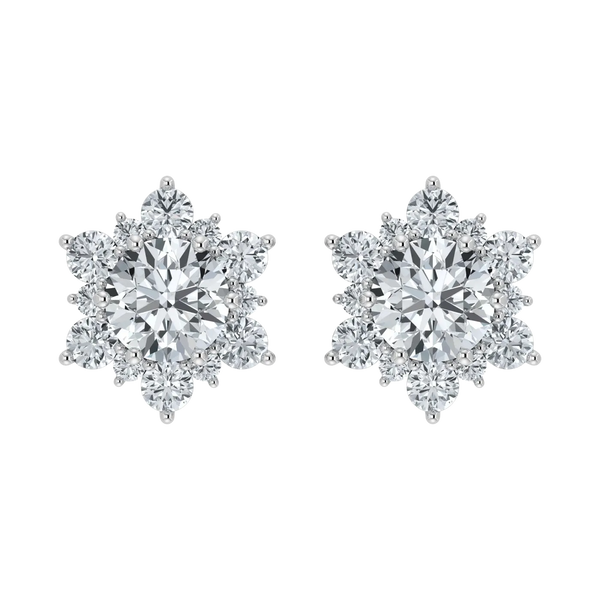 Pendientes de copos de nieve con diamantes cultivados en laboratorio (0,75 ct-1 ct)