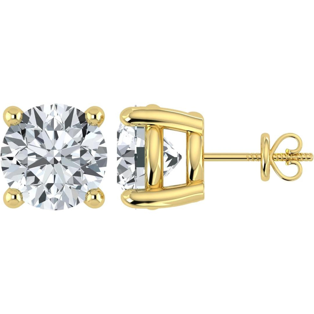 0.5-10.00 Carat IGI Certified Lab Grown Round Cut Diamond Studs Earrings 14k White/Yellow Gold 4 Prong Screw back & Push Back Jewelry Gift Box Packaging (E-F Color, VS1-VS2 Clarity)