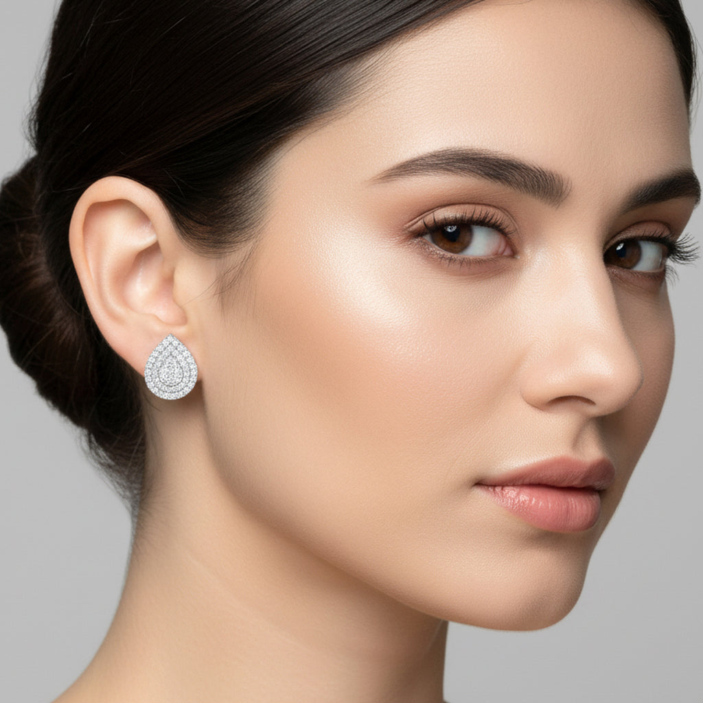 Pendiente de botón con diamantes cultivados en laboratorio de 2,00 ct