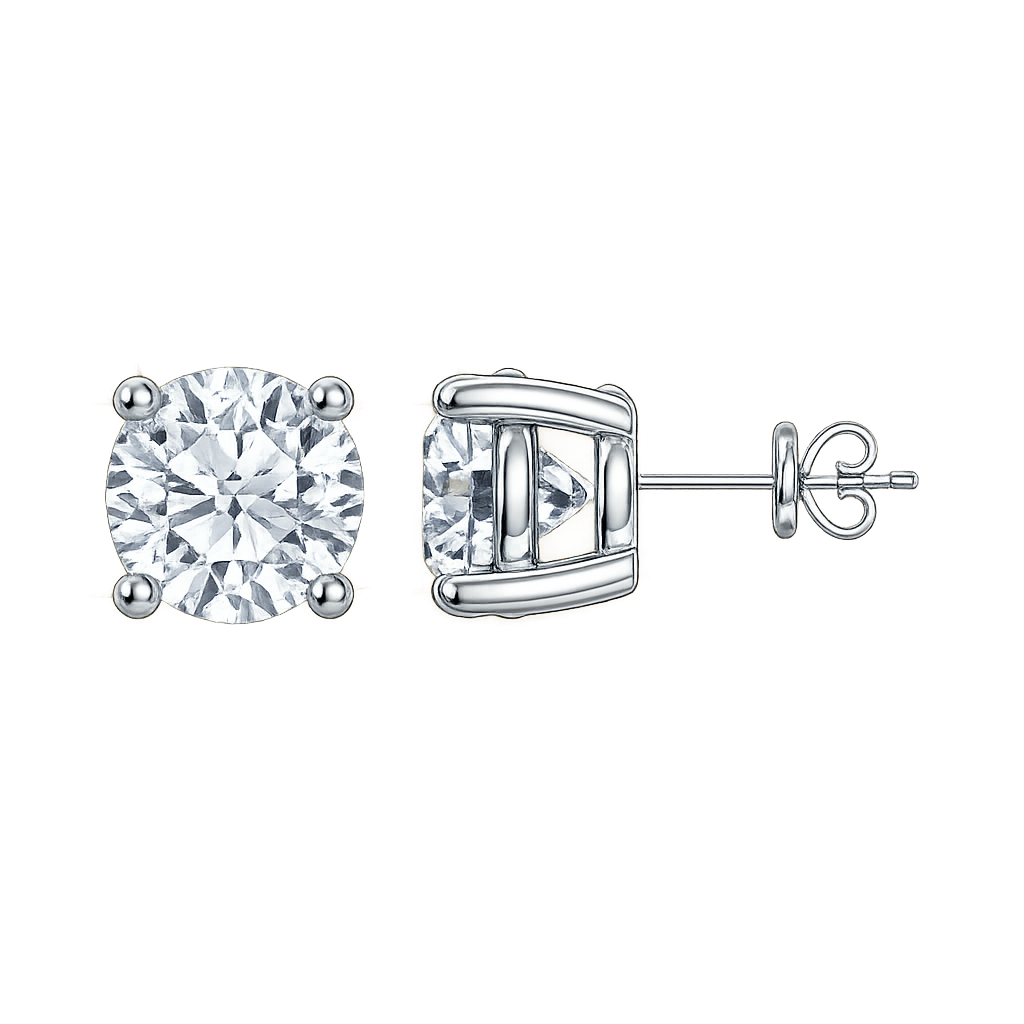 1.00 Carat IGI Certified Lab Grown Diamond Round Cut Studs Earrings 14k White/Yellow Gold 4 Prong Screw back & Push Back Jewelry Gift Box Packaging