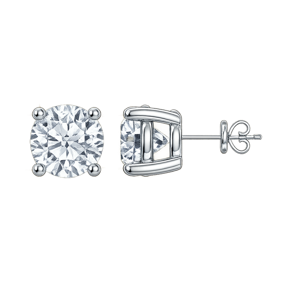 Lab Grown Diamond Solitaire Stud Earrings Push Back in 925 Silver (0.25CT-2.00CT)