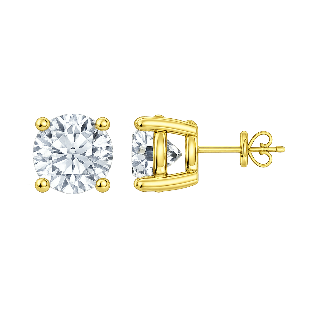 1.00 Carat IGI Certified Lab Grown Diamond Round Cut Studs Earrings 14k White/Yellow Gold 4 Prong Screw back & Push Back Jewelry Gift Box Packaging